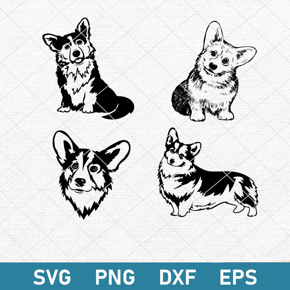 Corgi Bundle Svg, Corgi Svg, Cute Dog Corigi Svg, Corigi Face Svg, Dog Svg, Png Dxf Eps File.jpeg