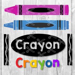 Crayons Bundle Svg, Crayon Svg, School Crayons Svg, Crayon Monogram Svg, Png Dxf Eps Digital File