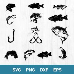 Fish Bundle Svg, Fish Svg, Fish SoFishing Svg, Png Dxf Eps Digital File