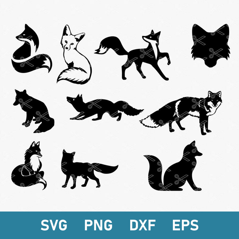 Fox Bunlde svg, Fox Svg, Fox Silhouette Svg Animla Svg, Png Dxf Eps Digital File.jpg