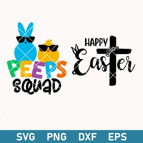 Happy Easter Svg, Peeps Squad Svg, Easter Svg, Png Dfx Eps Digital File.jpeg