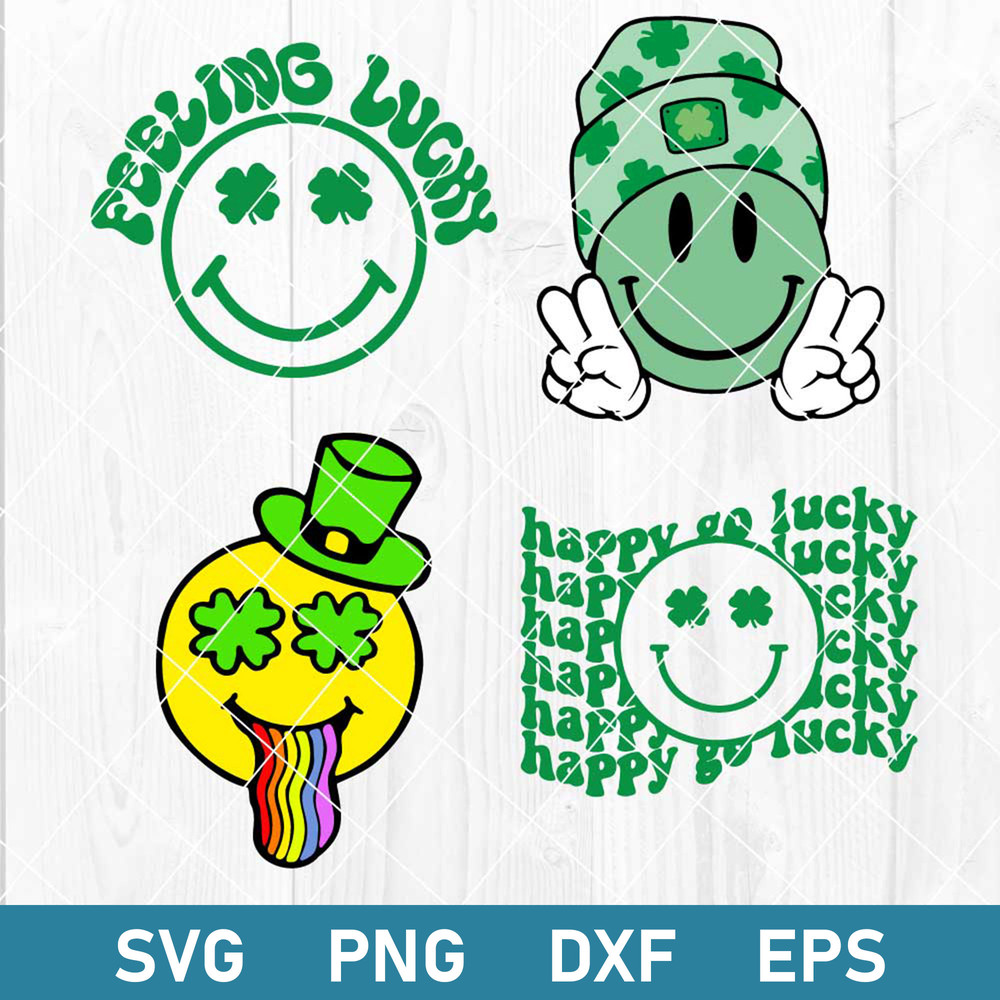 Shamrock Smiley Face Svg, Shamrock Smiley Lucky Svg, St Patrick's Day Svg, Png Dfx Eps FIle.jpeg