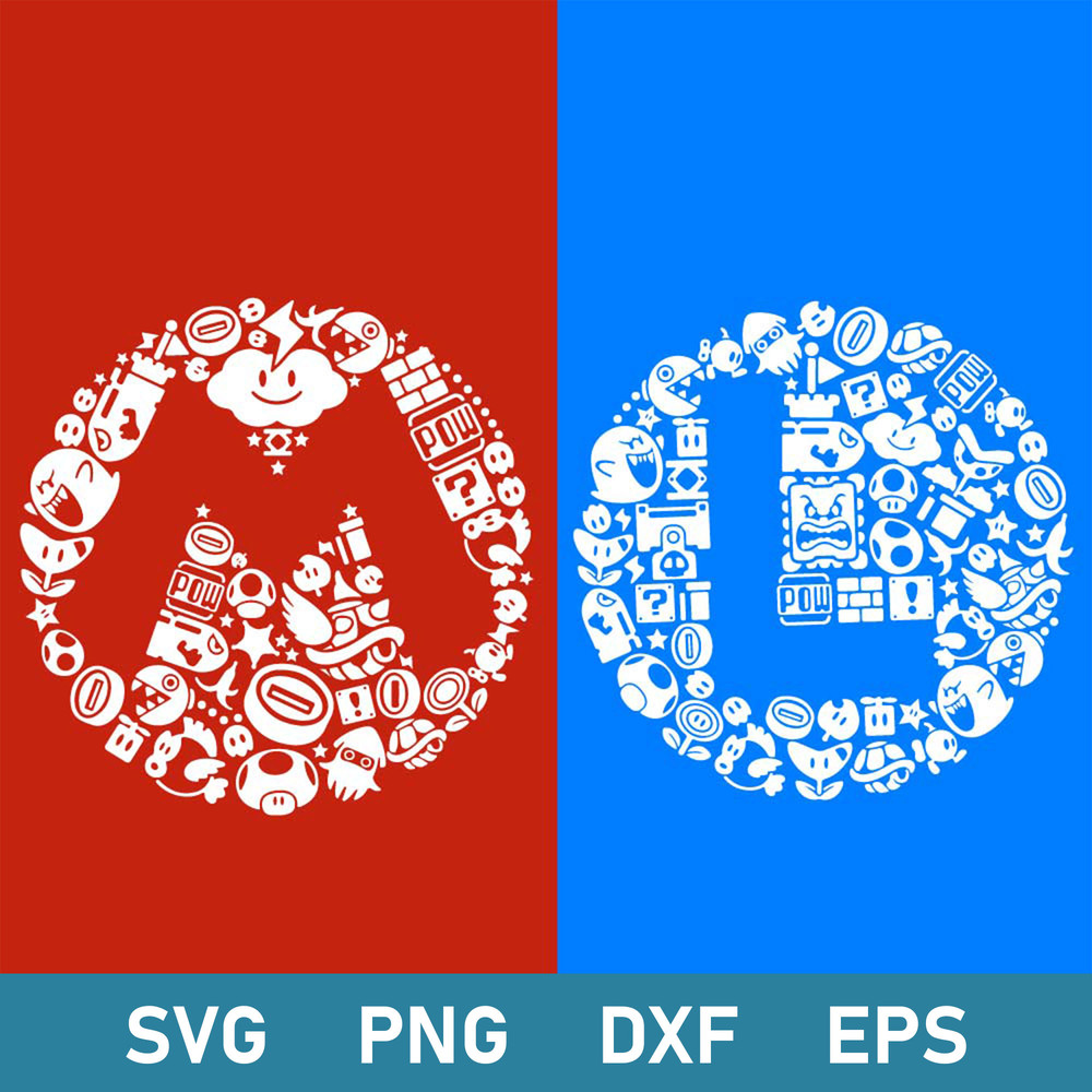 Super Mario Svg, L Word Super Mario Svg, M Word Super Mario Svg, Mario Bros Svg, Super Luigi Svg, Png Dxf Eps File.jpeg