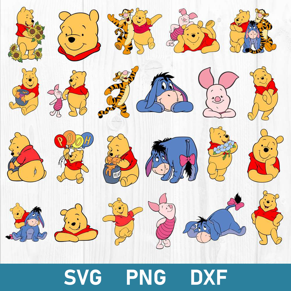 Winnie The Pooh Bundle Svg, Winnie the Pooh Characters Svg, Disney Svg Png Dxf Eps Digital File.jpg