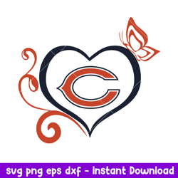 Chicago Bears Heart Logo Svg, Chicago Bears Svg, NFL Svg, Png Dxf Eps Digital File