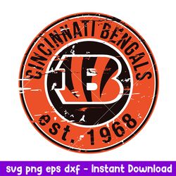 Cincinnati Bengals Team Circle Logo Svg, Cincinnati Bengals Svg, NFL Svg, Png Dxf Eps Digital File