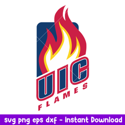 Illinois Chicago Flames Logo Svg, Illinois Chicago Flames Svg, NCAA Svg, Png Dxf Eps Digital File