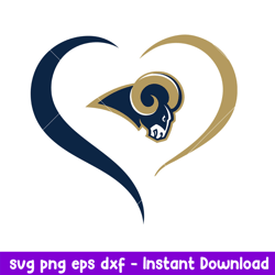 Los Angeles Rams Heart Football Team Svg, Los Angeles Rams Svg, NFL Svg, Png Dxf Eps Digital File