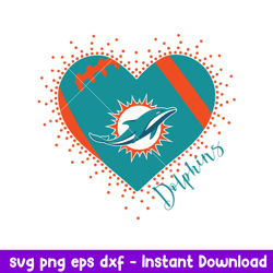 Miami Dolphins Heart Logo Svg, Miami Dolphins Svg, NFL Svg, Png Dxf Eps Digital File