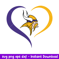 Minnesota Vikings Heart Logo Svg, Minnesota Vikings Svg, NFL Svg, Png Dxf Eps Digital File