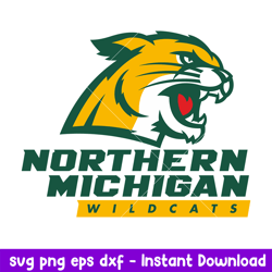 Northern Michigan Wildcats Logo Svg, Northern Michigan Wildcats Svg, NCAA Svg, Png Dxf Eps Digital File