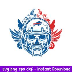 Skull Helmet Buffalo Bills Floral Svg, Buffalo Bills Svg, NFL Svg, Png Dxf Eps Digital File