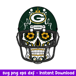 Skull Patterns Green Bay Packers Svg, Green Bay Packers Svg, NFL Svg, Png Dxf Eps Digital File