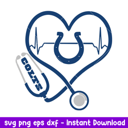 Stethoscope Heart Indianapolis Colts Svg, Indianapolis Colts Svg, NFL Svg, Png Dxf Eps Digital File