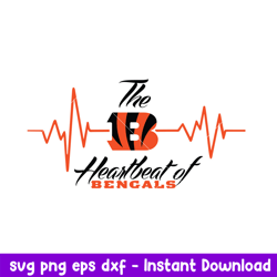 The Heartbeat Of Cincinnati Bengals Svg, Cincinnati Bengals Svg, NFL Svg, Png Dxf Eps Digital File