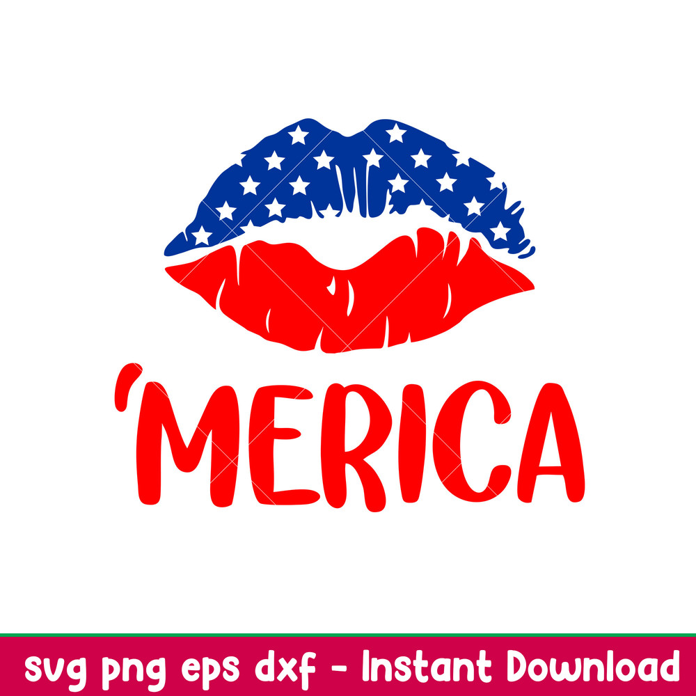 America Lips, American Flag Lips Svg, US Flag Lips Svg Files, 4th of July Svg, Png, Eps, Dxf File.jpeg