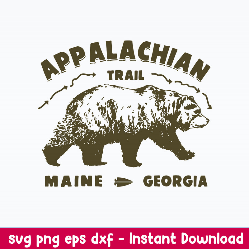 Appalachian Trail Maine Georgia Svg , Bear Svg, Png Dxf Eps Digital File.jpeg