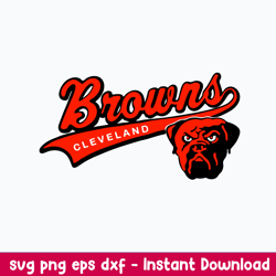 Cleveland Browns Logo With Bulldog Svg, Cleveland Browns Svg, Bulldog Svg, Sport Svg, Png Dxf Eps File