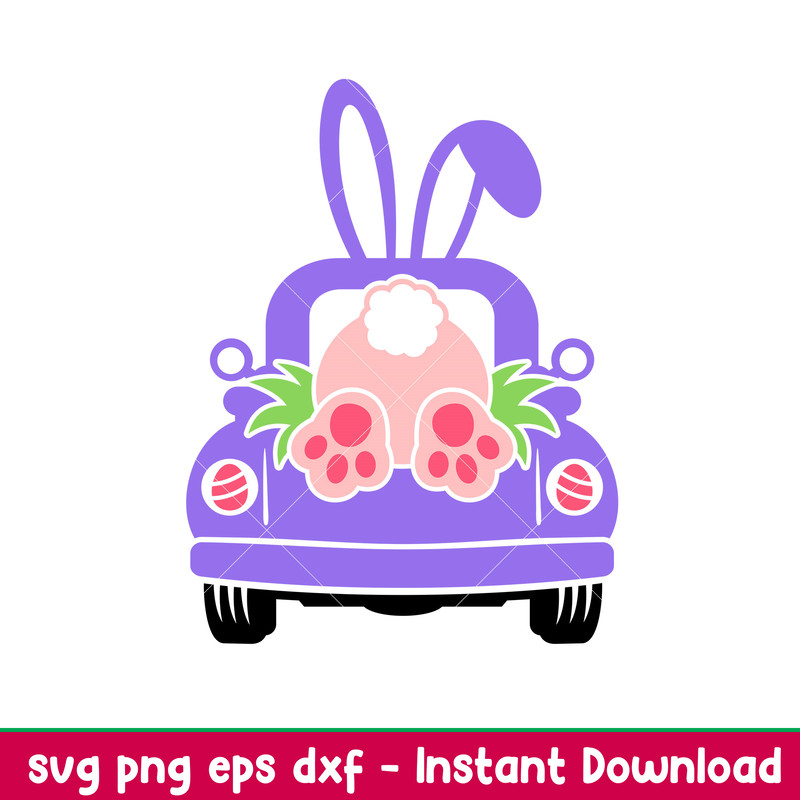 Easter Truck Rabbit Back, Easter Truck Rabbit Back Svg, Happy Easter Svg, Easter egg Svg, Spring Svg,png, dxf, eps file.jpeg