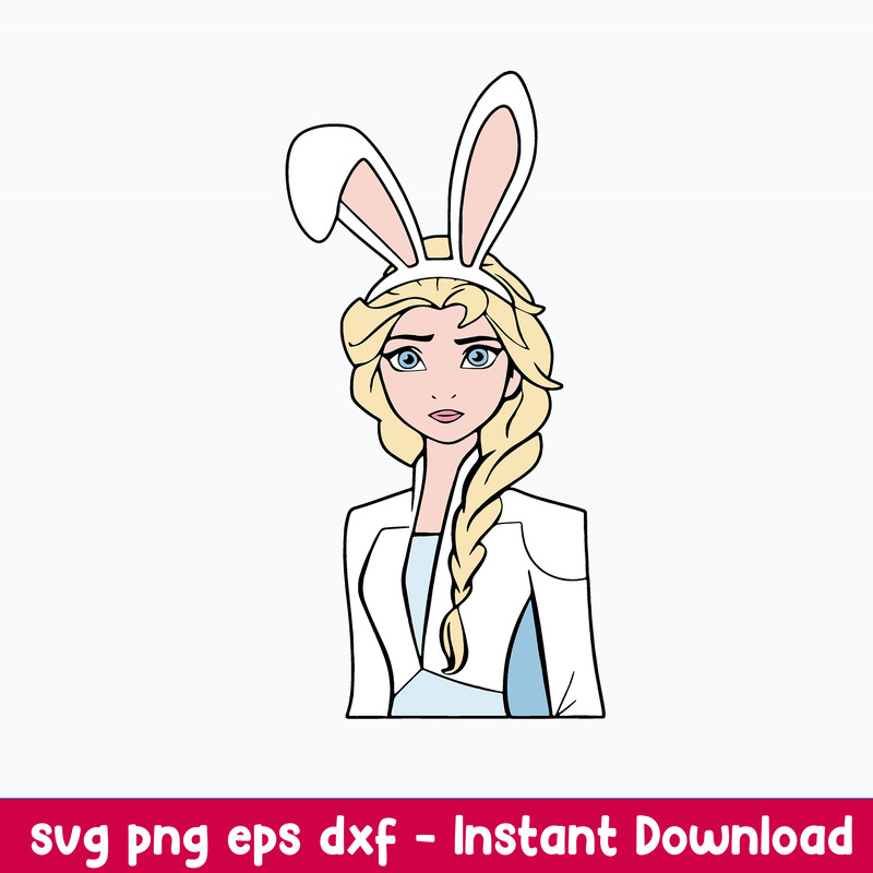 Elsa in Bunny Ears Svg, Elsa Svg, Disney Pincess Svg, Png Dxf Eps File.jpeg
