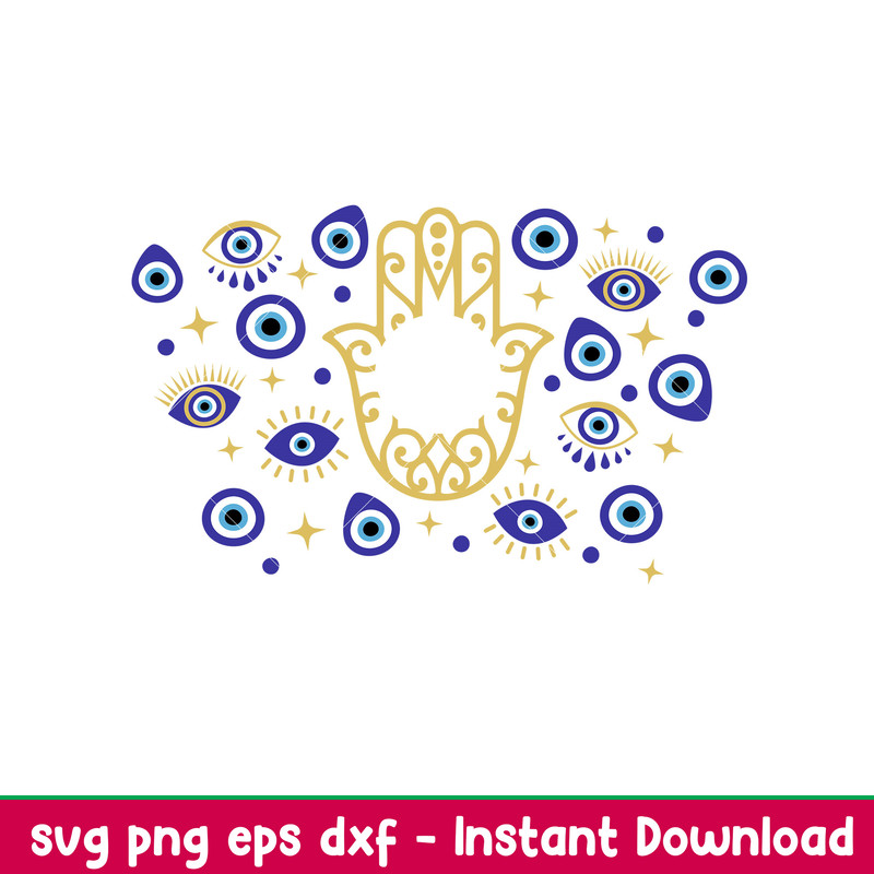 Evil Eye Full Wrap, Evil Eye Full Wrap Svg, Starbucks Svg, Coffee Ring Svg, Cold Cup Svg,png,dxf,eps file.jpeg