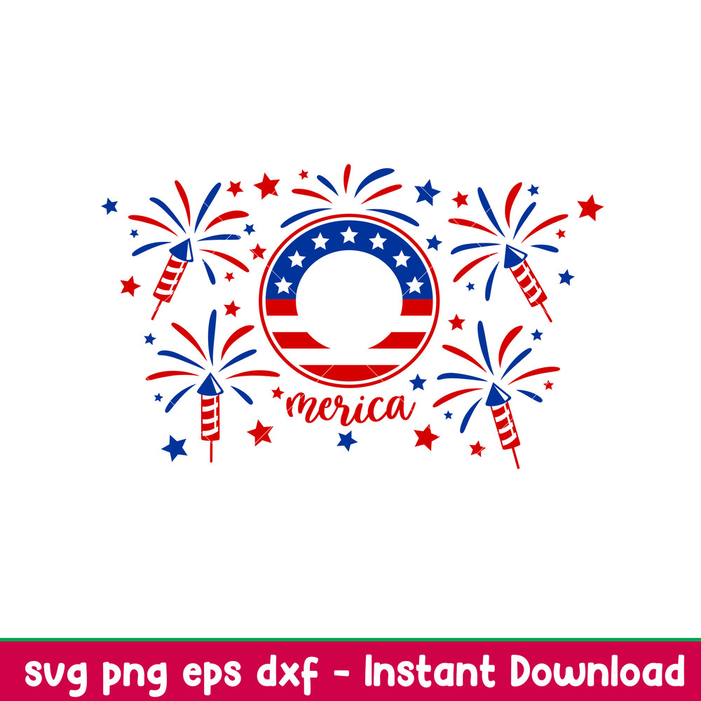 Fireworks American Flag Full Wrap, Fireworks American Flag Full Wrap Svg, Starbucks Svg, Coffee Ring Svg, Cold Cup Svg,png,dxf,eps file.jpeg