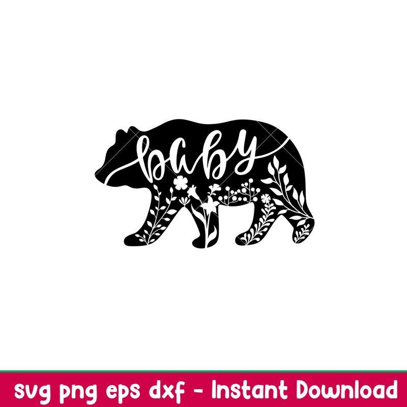 Floral Baby Bear, Floral Baby Bear Svg, Mom Life Svg, Mother’s day Svg, Family Svg,png,dxf,eps file.jpeg