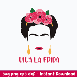 Frida Khalo Viva La Frida Svg, Frida Svg, Png Dxf Eps File