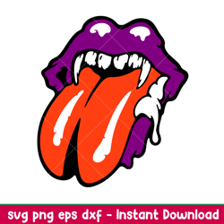 Halloween Rolling Stones Lips, Halloween Rolling Stones Lips Svg, Vampire Teeth Svg, Halloween Svg,png,dxf,eps file
