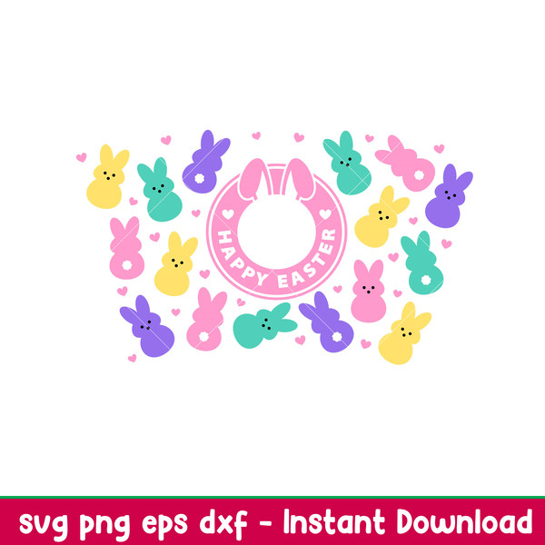 Happy Easter Full Wrap, Happy Easter Full Wrap Svg, Starbucks Svg, Coffee Ring Svg, Cold Cup Svg, png, dxf, eps file.jpeg