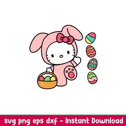 Hello Easter Kitten, Hello Easter Kitten Svg, Easter Bunny Svg, Happy Easter Svg, Easter Eggs Svg,png,dxf,eps file