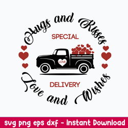 hugs and kisses special love and wishes delivery svg, png dxf eps file