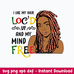 i like my hair loc_d up and my mind free svg, png dxf eps file