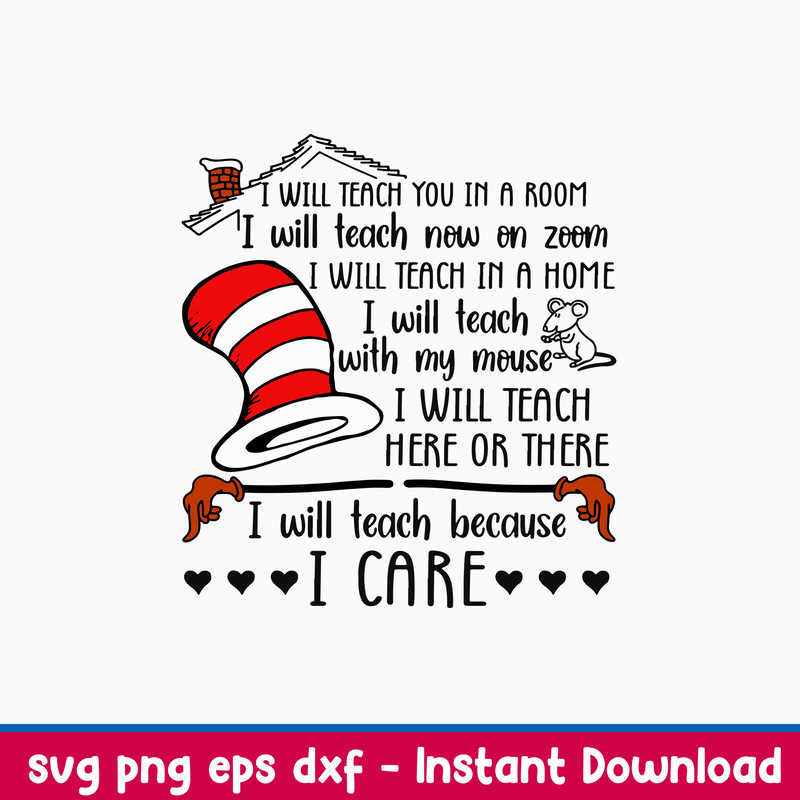 I Will Teach You In A Room I Will Teach Now On Zoom Svg, Cat In The Hat Svg, Dr Seuss Svg, Png Dxf Eps File.jpeg