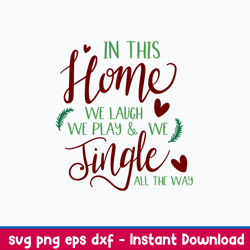 In This Home We Laugh We Play _ We Jingle All The Way Svg, Png Dxf Eps File