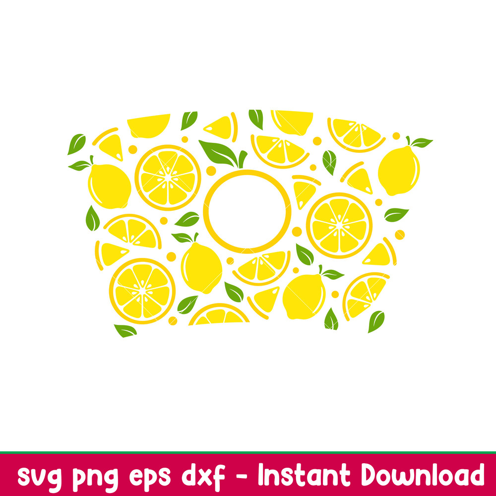 Lemon Summer Full Wrap, Lemon Summer Full Wrap Svg, Starbucks Svg, Coffee Ring Svg, Cold Cup Svg, png, dxf, eps file.jpeg