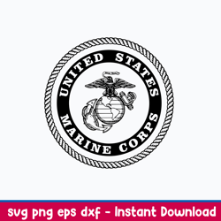 Marine Corp Globe and Anchor seal Svg, Png Dxf Eps File
