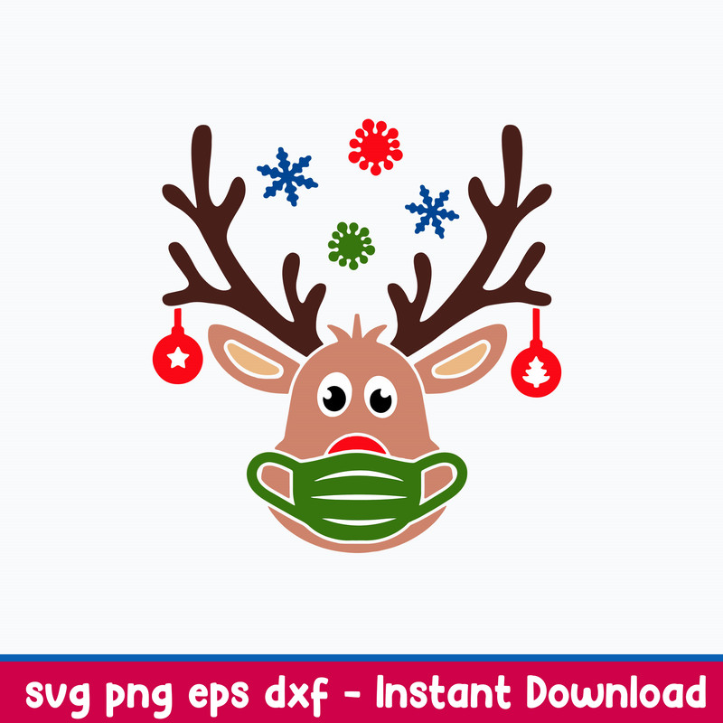 Masked Reindeer 2021 Svg, Christmas Svg, Png Dxf Eps File.jpeg