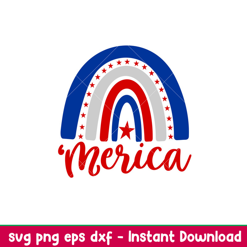Merica Boho Rainbow, Merica Boho Rainbow Svg, 4th of July Svg, Patriotic Svg, Independence Day Svg, USA Svg, png,dxf,eps file.jpeg