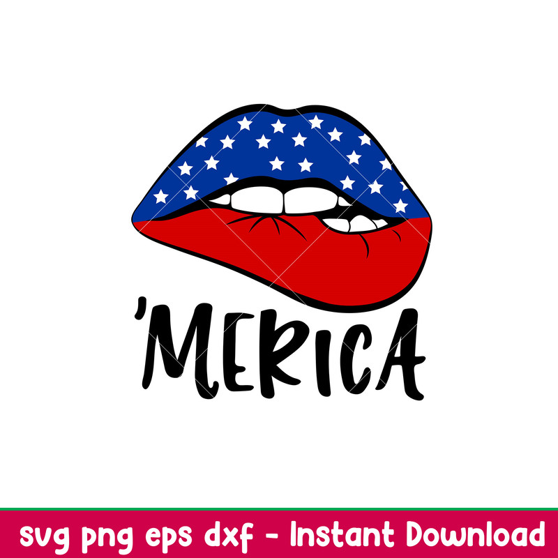 Merica Lips 1, Merica Lips Svg, 4th of July Svg, Patriotic Svg, Independence Day Svg, USA Svg, png,dxf,eps file.jpeg