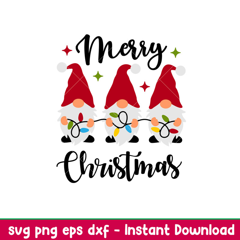 Merry Christmas Gnomes, Merry Christmas Gnomes Svg, Christmas Lights Svg, Merry Christmas Svg, png,eps,dxf file.jpeg