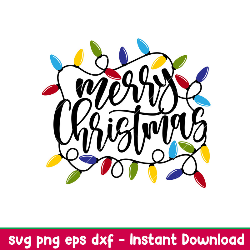 Merry Christmas Lights 1, Merry Christmas Svg, Christmas Lights Svg, Christmas Lettering Svg, png,eps,dxf file.jpeg