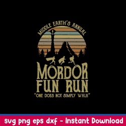 Middle Earth_s Annual Mordor Fun Run One Does Not Simply Walk Svg, Png Dxf Eps File
