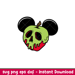 Poison Apple Ears, Poison Apple Mickey Svg, Halloween Svg, Evil Queen Svg, Skull Svg, png,dxf,eps file