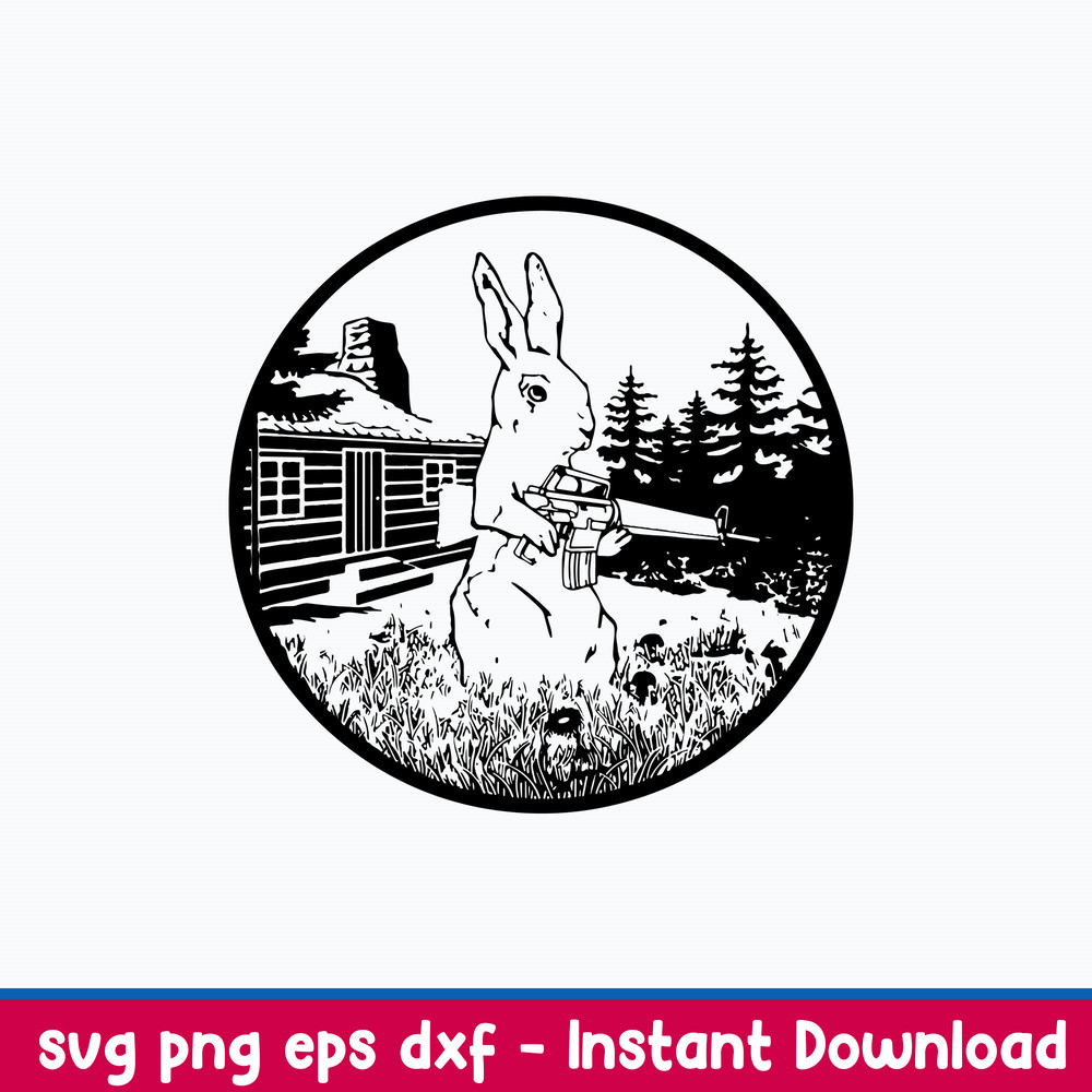 Rabbit Hunter Armed Bunny With Gun Svg, Rabbit Svg, Png Dxf Eps File.jpeg