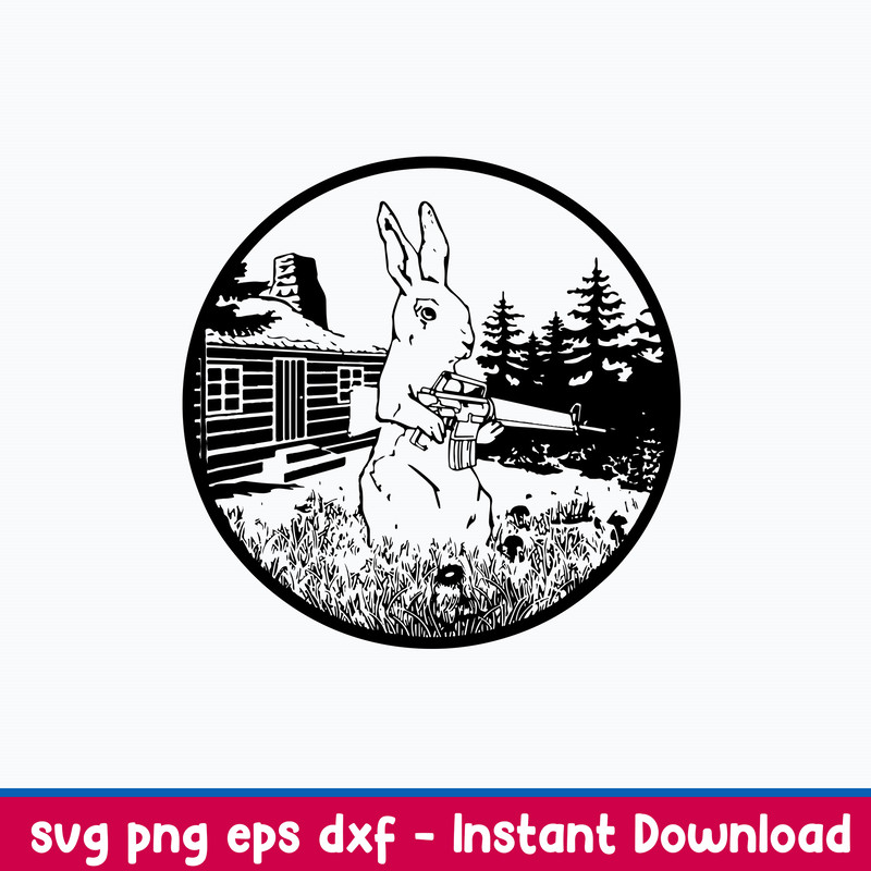 Rabbit Hunter Armed Bunny With Gun Svg, Rabbit Svg, Png Dxf Eps File.jpeg