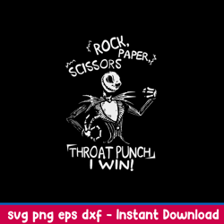 Rock Paper Scissors Throat Punch I Win Svg, Skellington Svg, Pnf Dxf Eps File