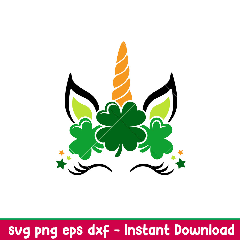 St Patricks Unicorn, St Patricks Day Unicorn SVG, Unicorn SVG, Digital Download, Cut File, Sublimation,png,dxf,eps file.jpeg