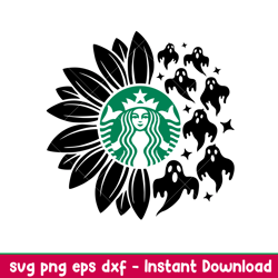 Sunflower Ghost Starbucks, Sunflower Coffee Starbucks Svg, Halloween Svg, Ghost Svg, png,dxf,eps file