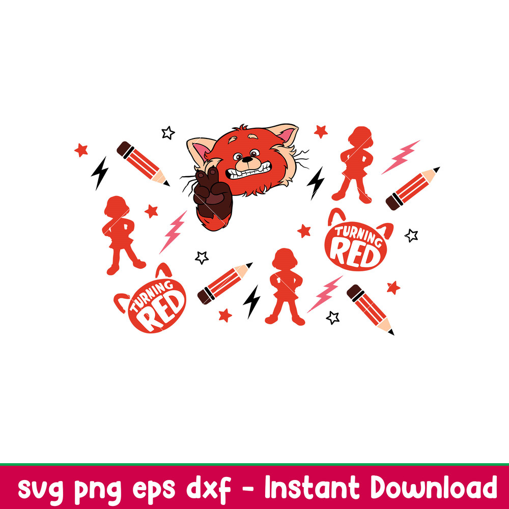 Turning Red Full Wrap, Turning Red Full Wrap Svg, Starbucks Svg, Coffee Ring Svg, Cold Cup Svg, png,dxf,eps file.jpeg